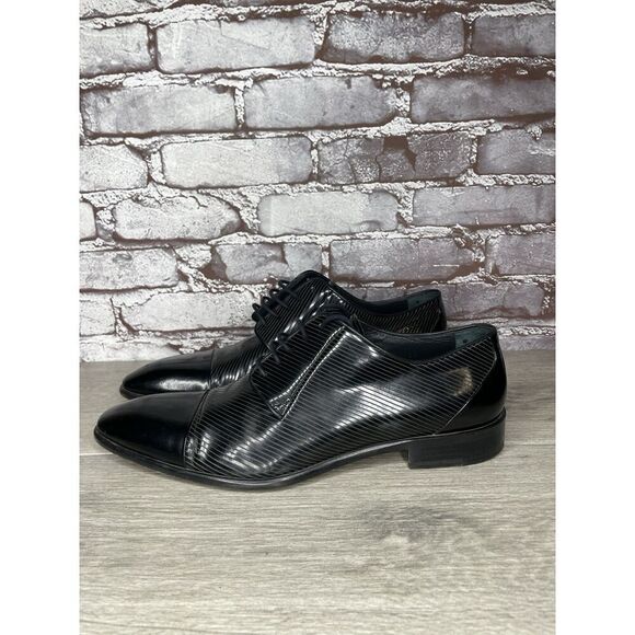 F. Crunell Vero Cuoio Black Leather Cap Toe Designer Dress Shoes Men 42EU/9M US - Picture 10 of 16